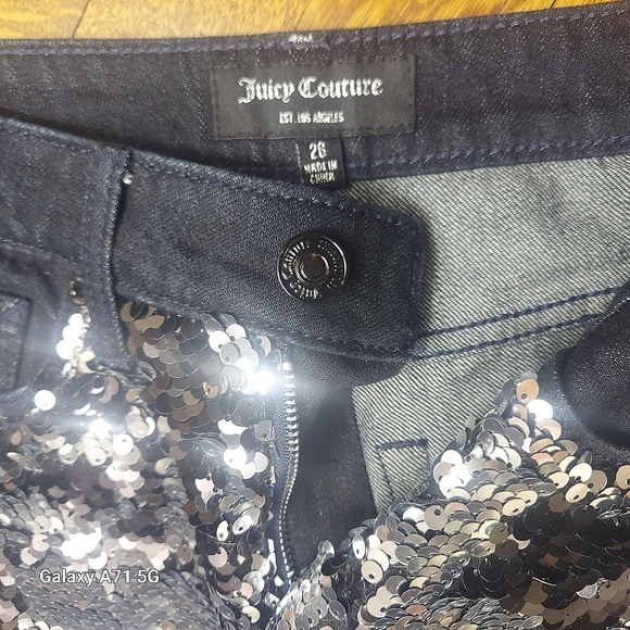 NWOT Juicy Couture 2-Tone Luxe Denim High Waisted Sparkly Sequin Jeans - Picture 4 of 14